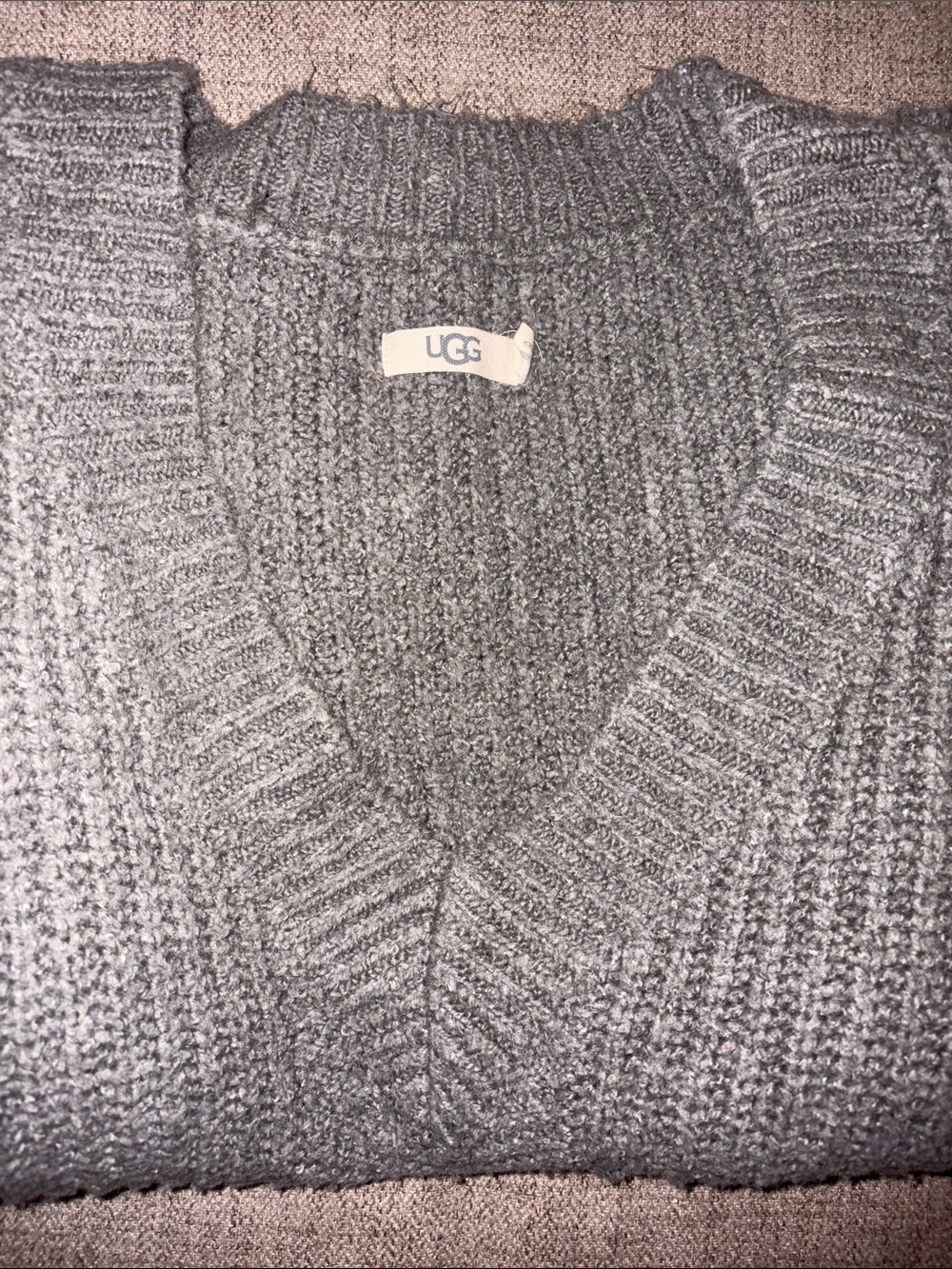 UGG Women’s Heather Gray V-Neck Knit Sweater